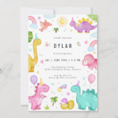 Dinosaur Kids Birthday Party Invitation Kaart (Voorkant)