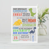 Dinosaur Kids Birthday Party Invite Kaart (Staand voorkant)
