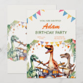 Dinosaur Kids Birthday Uitnodiging (Voorkant / Achterkant)