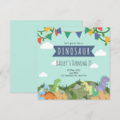 Dinosaur Kids Birthday Uitnodiging (Voorkant / Achterkant)