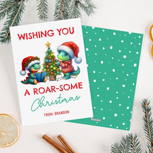 Dinosaur Kids Classroom Christmas Feestdagenkaart