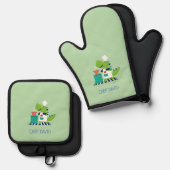 Dinosaur Kids Oven Mitt and Pot Holder Set (Voorkant / Achterkant)