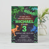 Dinosaur Kids Verjaardag Dino Trex Vulkaan Kaart (Staand voorkant)