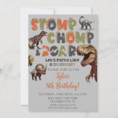 Dinosaur Kids Verjaardag Uitnodiging Dino Trex Jon (Voorkant)