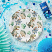 Dinosaur Kids Verjaardag Waterverf Papieren Bordje (Feest)