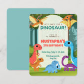 Dinosaur Kids Verjaardagsuitnodiging Kaart (Voorkant / Achterkant)