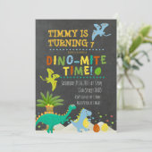 Dinosaur Kids verjaardagsuitnodiging Kaart (Staand voorkant)