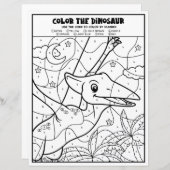 Dinosaur Kinder activiteit Pagina op aantal kleure (Voorkant / Achterkant)