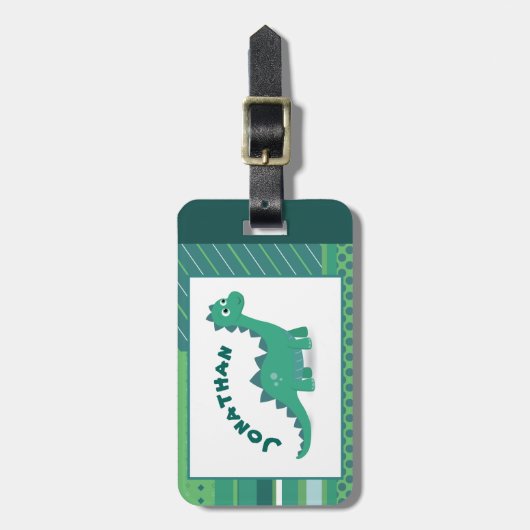 Dinosaur kinder bagagelabel. bagagelabel (Voorkant verticaal)