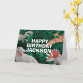 Dinosaur Kinder Dino Jurassic Trex Boy Birthday Kaart (Gele Bloem)