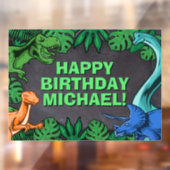 Dinosaur Kinder Dino Jurassic Trex Boy Birthday Raamsticker (Vel 2)