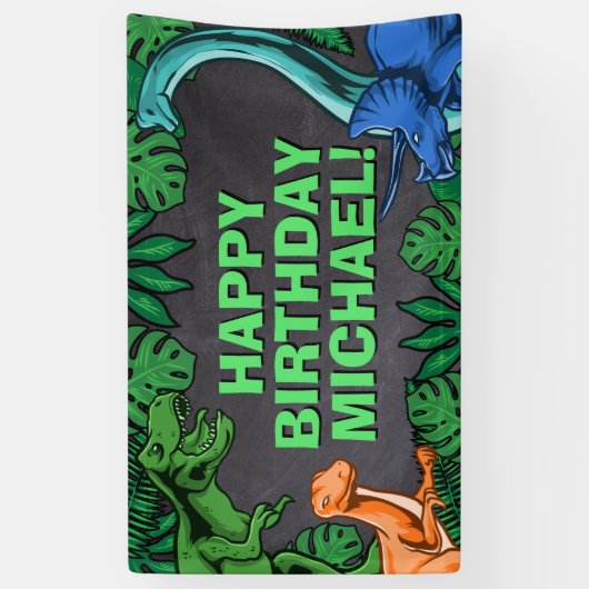 Dinosaur Kinder Dino Jurassic Trex Boy Birthday Spandoek (Verticaal)