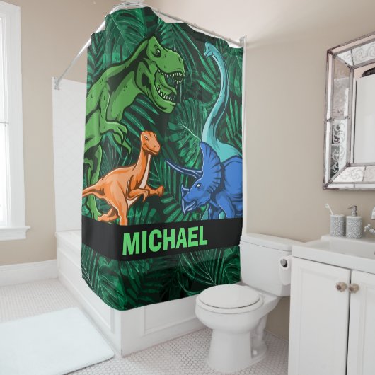 Dinosaur Kinder Dino Jurassic Trex Boy  Douchegordijn (In situ)