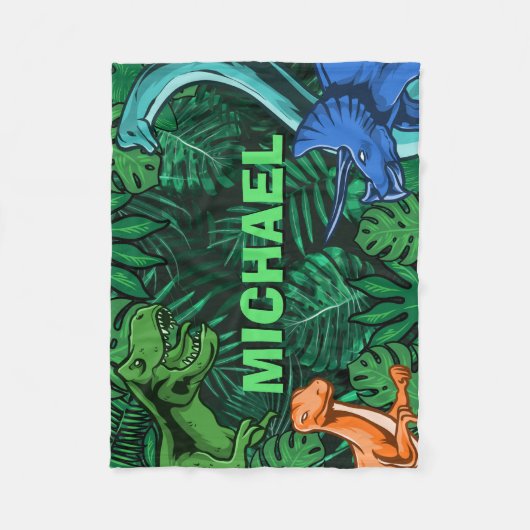 Dinosaur Kinder Dino Jurassic Trex Boy Personalize Fleece Deken (Voorkant)