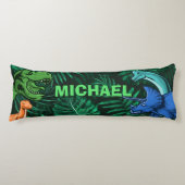 Dinosaur Kinder Dino Jurassic Trex Boy Personalize Lichaamskussen (Voorkant)