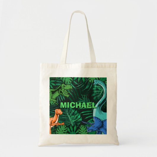 Dinosaur Kinder Dino Jurassic Trex Boy Personalize Tote Bag (Voorkant)