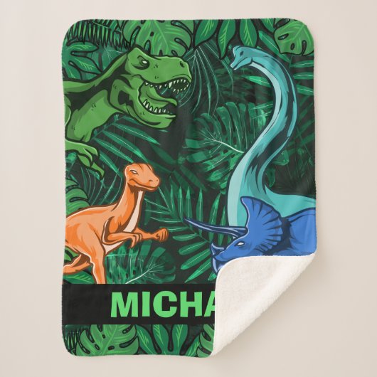 Dinosaur Kinder Dino Jurassic Trex Boy Sherpa Deken (Voorkant)