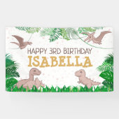 Dinosaur Kinder Dino Jurassic Trex Girl Birthday Spandoek (Horizontaal)