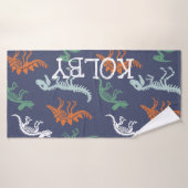 Dinosaur Kinder Gepersonaliseerde Naam Badhanddoek (Badhanddoek)