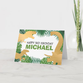 Dinosaur Kinder Gold Dino Jurassic Trex Boy Birthd Kaart