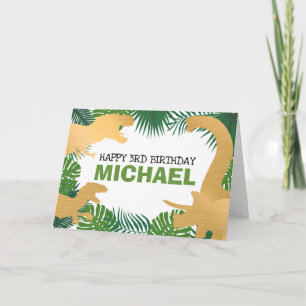 Dinosaur Kinder Gold Dino Jurassic Trex Boy Birthd Kaart