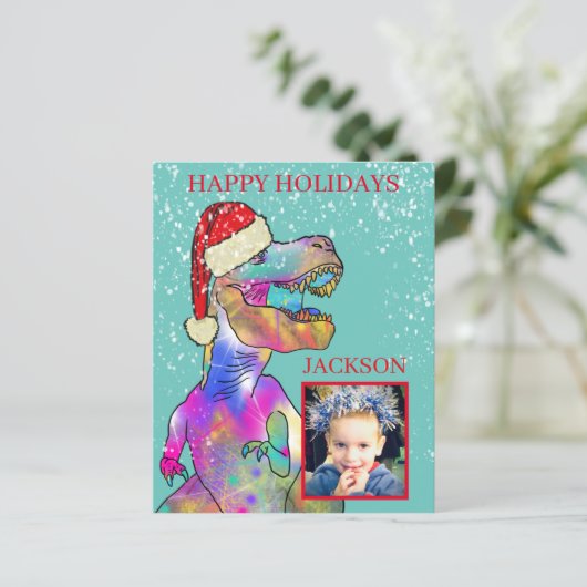 Dinosaur Kinder kerstfoto (Staand voorkant)