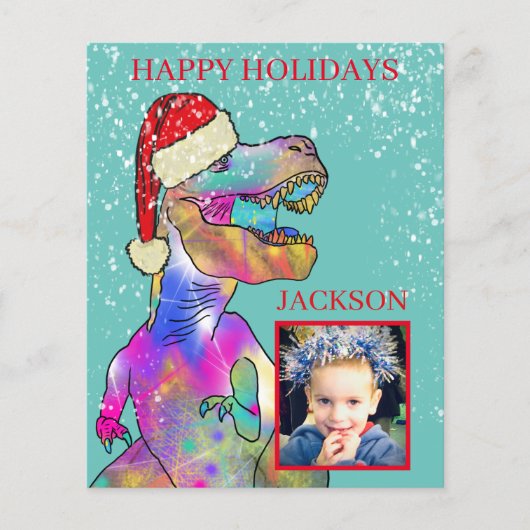 Dinosaur Kinder kerstfoto (Voorkant)