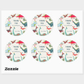 Dinosaur kinderen verjaardagsfeestje ronde sticker (Vel)