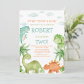 Dinosaur kinderen verjaardagsuitnodiging kaart (Staand voorkant)