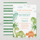 Dinosaur kinderen verjaardagsuitnodiging kaart (Voorkant / Achterkant)