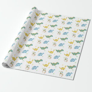 Dinosaur Kinderverjaardag Cadeaupapier
