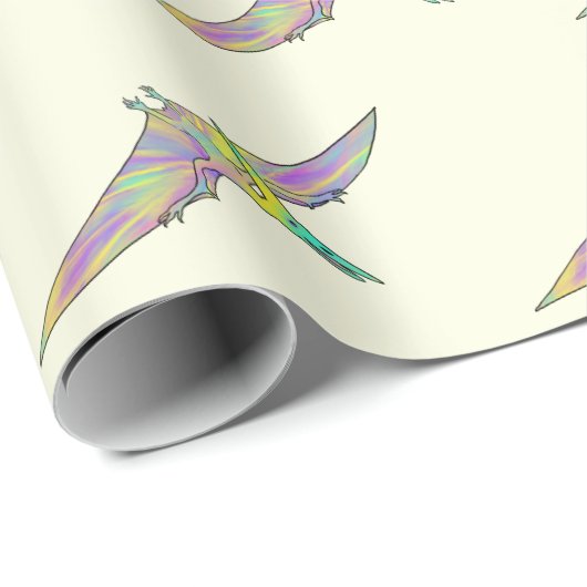 Dinosaur kleurig pterodactylpatroon cadeaupapier (Rol Hoek)