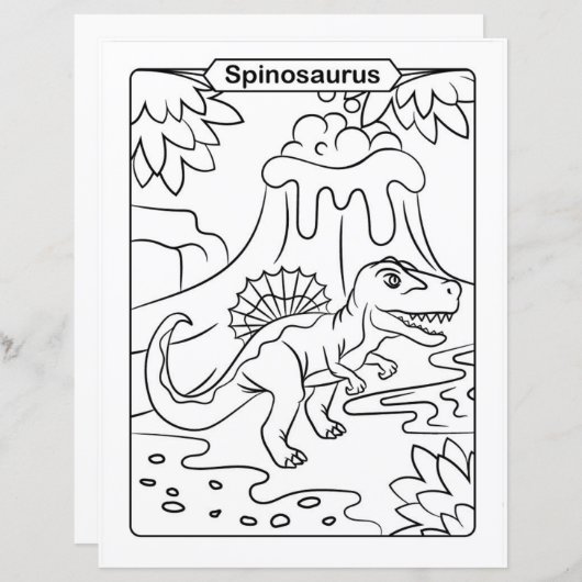 Dinosaur-kleurpagina - Spinosaurus (Voorkant / Achterkant)
