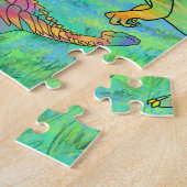 dinosaur kleurrijk gepersonaliseerd legpuzzel (Zijkant)
