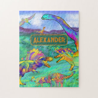 dinosaur kleurrijk gepersonaliseerd legpuzzel