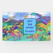Dinosaur kleurrijke 2e verjaardag Gepersonaliseerd Spandoek (Horizontaal)