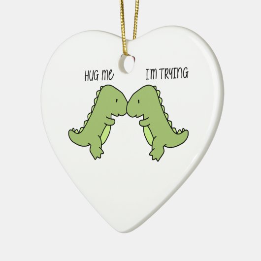 Dinosaur knuffelt me keramisch ornament (Links)