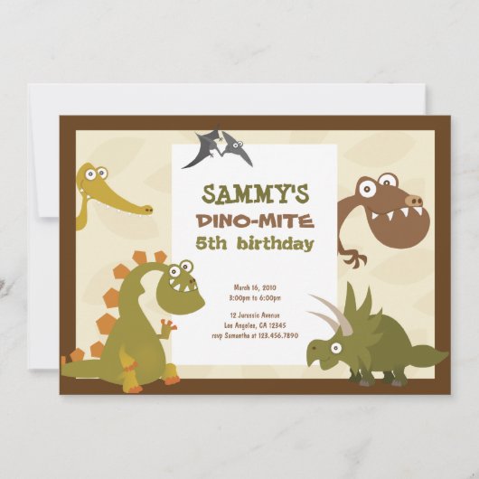 Dinosaur Land Birthday Invitation Kaart (Voorkant)
