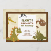 Dinosaur Land Birthday Invitation Kaart (Voorkant / Achterkant)