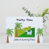 Dinosaur Land Birthday Party Invitation Kaart (Staand voorkant)