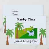 Dinosaur Land Birthday Party Invitation Kaart (Voorkant / Achterkant)
