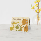 Dinosaur Land Birthday Wenskaart Kaart (Gele Bloem)