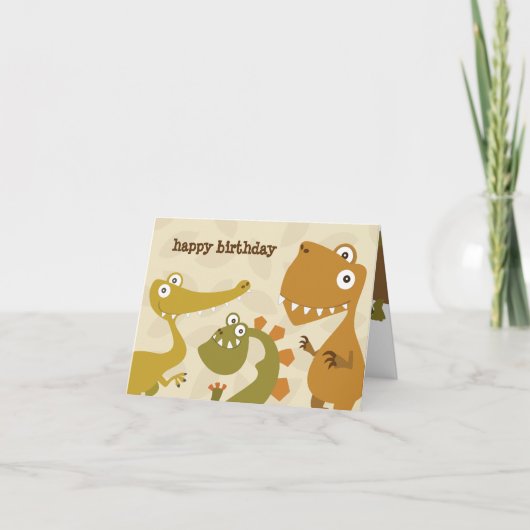 Dinosaur Land Birthday Wenskaart Kaart (Voorkant)