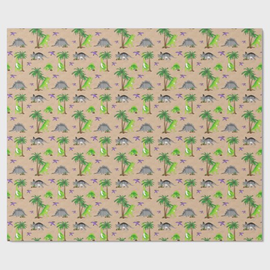 Dinosaur Land Cute Dino Cadeaupapier (Vlak)
