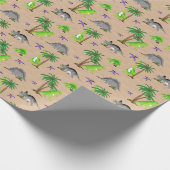 Dinosaur Land Cute Dino Cadeaupapier (Hoek)