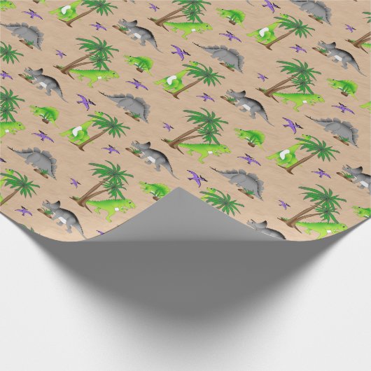 Dinosaur Land Cute Dino Cadeaupapier (Hoek)