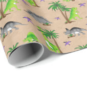 Dinosaur Land Cute Dino Cadeaupapier (Rol Hoek)