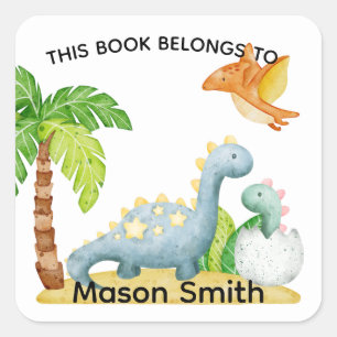 Dinosaur Land en Kinder naam Square Sticker