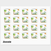 Dinosaur Land en naam van kind vierkante sticker (Vel)