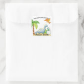 Dinosaur Land en naam van kind vierkante sticker (Tas)